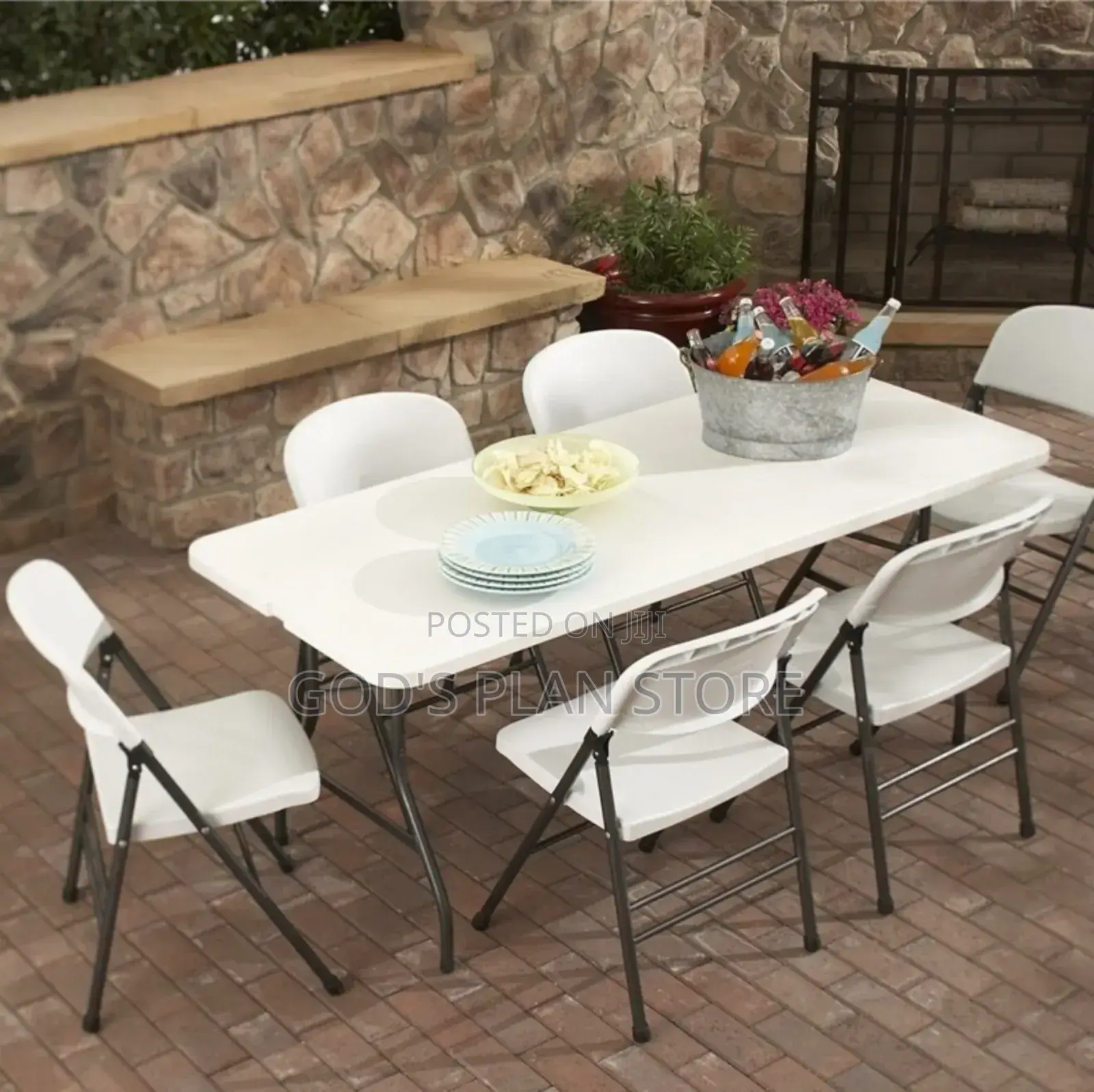 150cm Plastic Table and Chairs for Garden and Bar