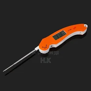 LCD Digital Kitchen Cooking Meat Thermometer Orange Foldable
