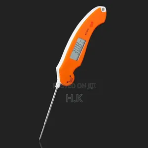 LCD Digital Kitchen Cooking Meat Thermometer Orange Foldable