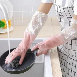 1 Pair Latex Long Kitchen Dishwashing Gloves
