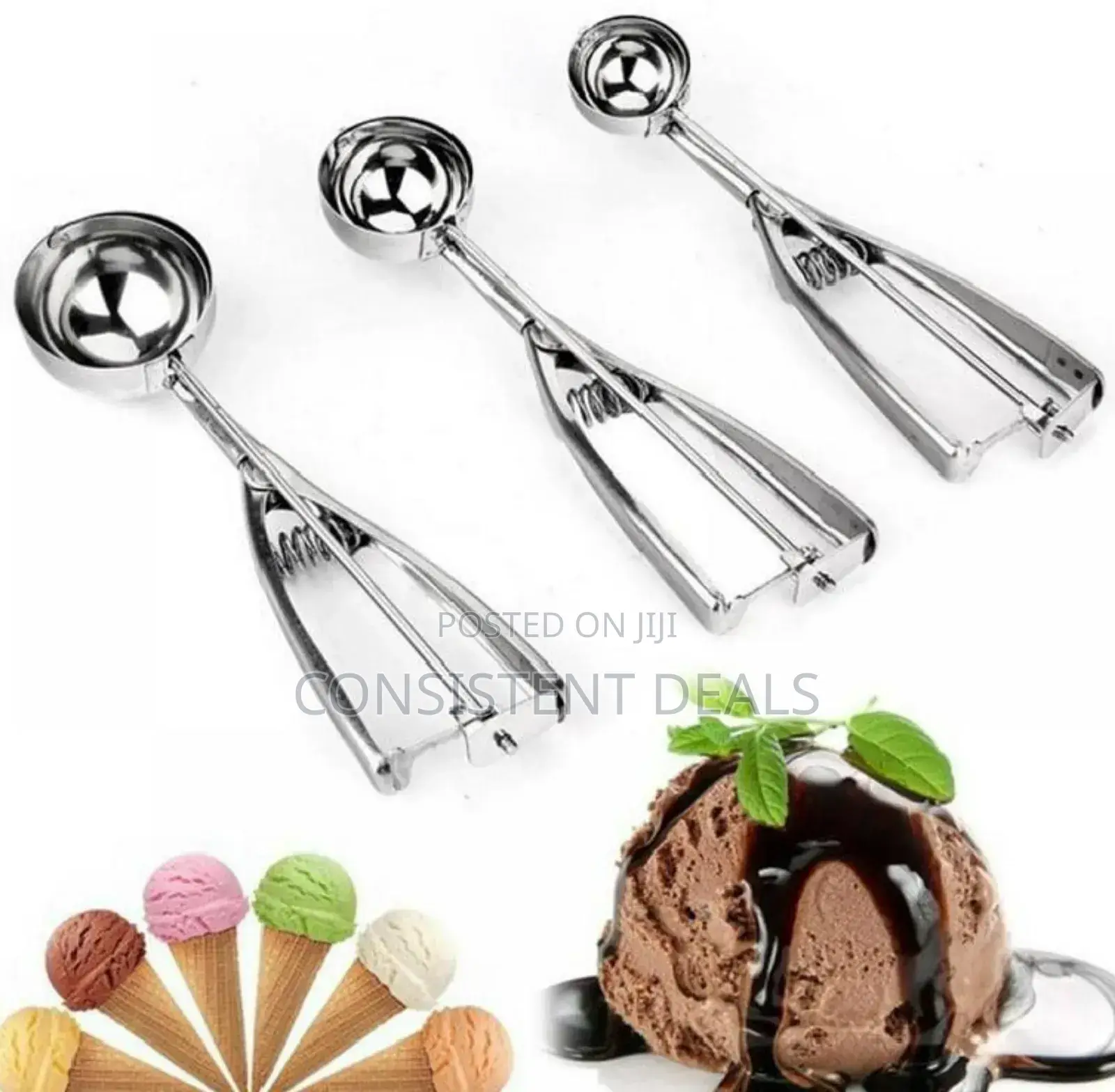 3pc Stainless Steel Ice Cream Scoop