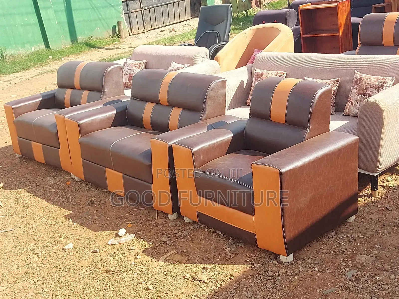 Amazing Leather Five Sitters Sofas Set