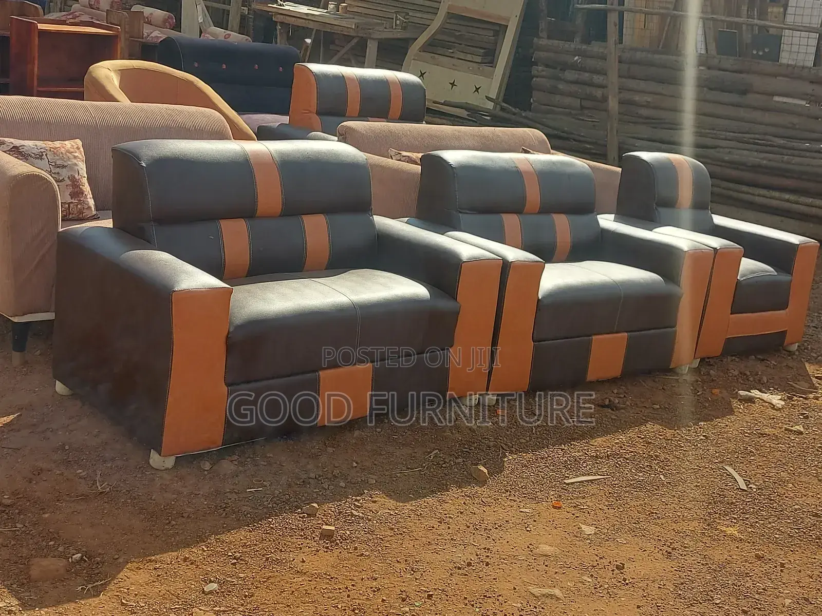 Amazing Leather Five Sitters Sofas Set