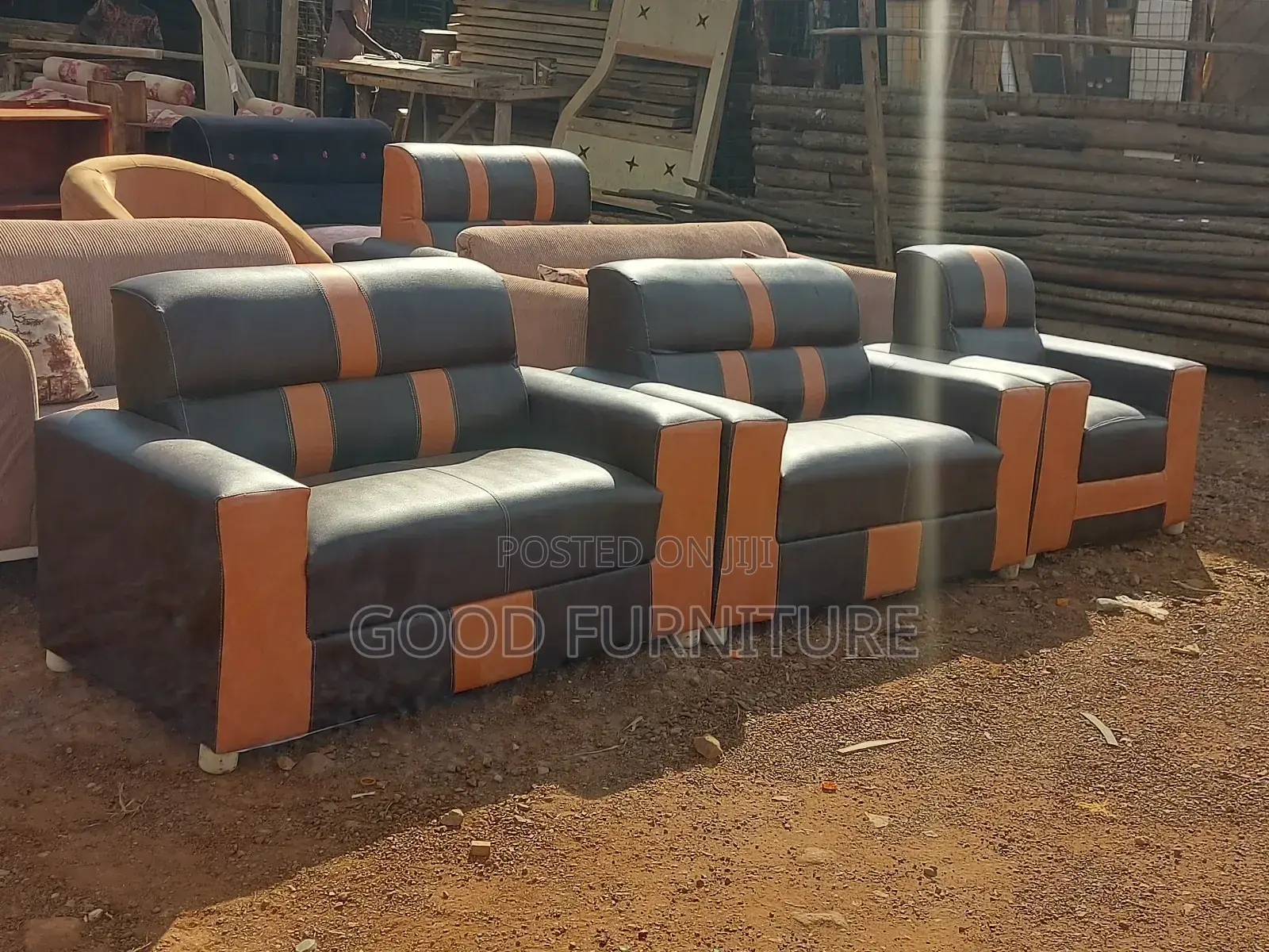 Amazing Leather Five Sitters Sofas Set