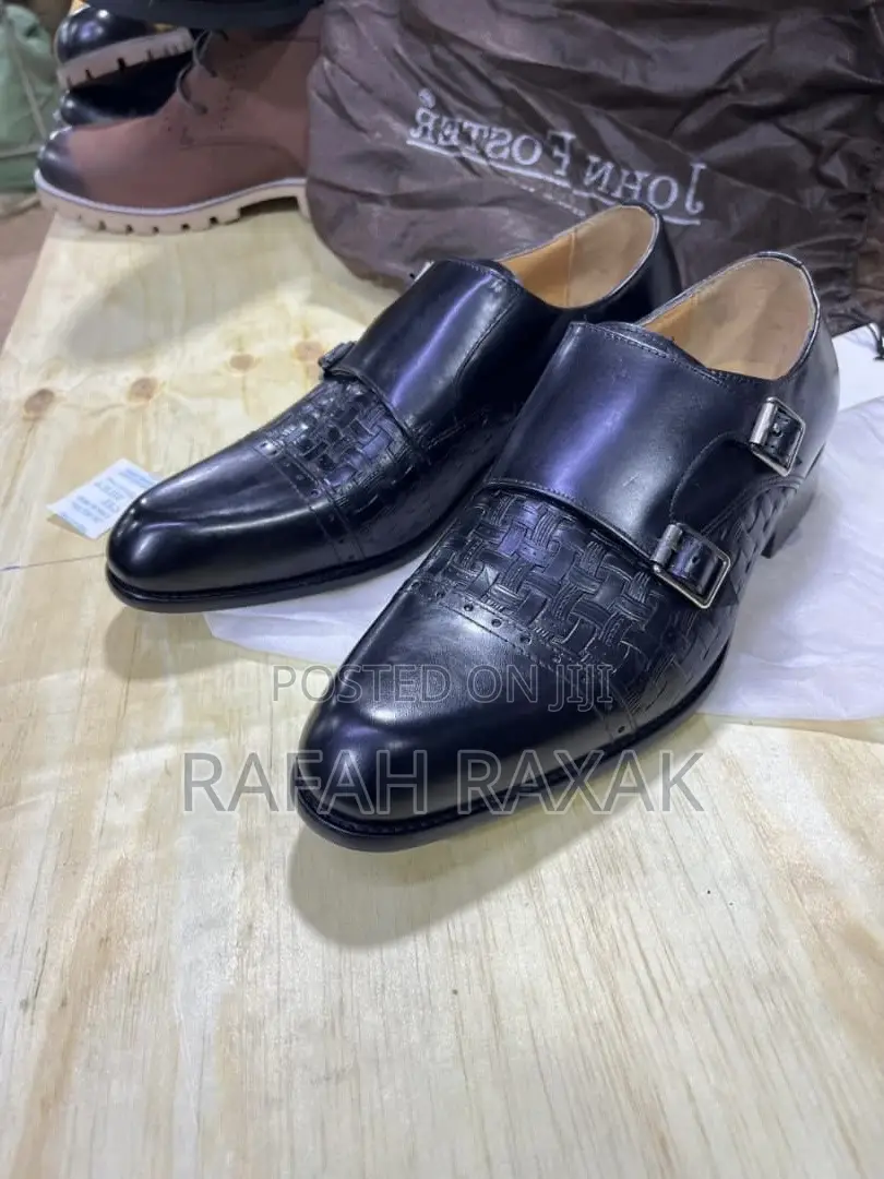 John Foster Double Monk Strap Black Gentle Formal/Office Shoes