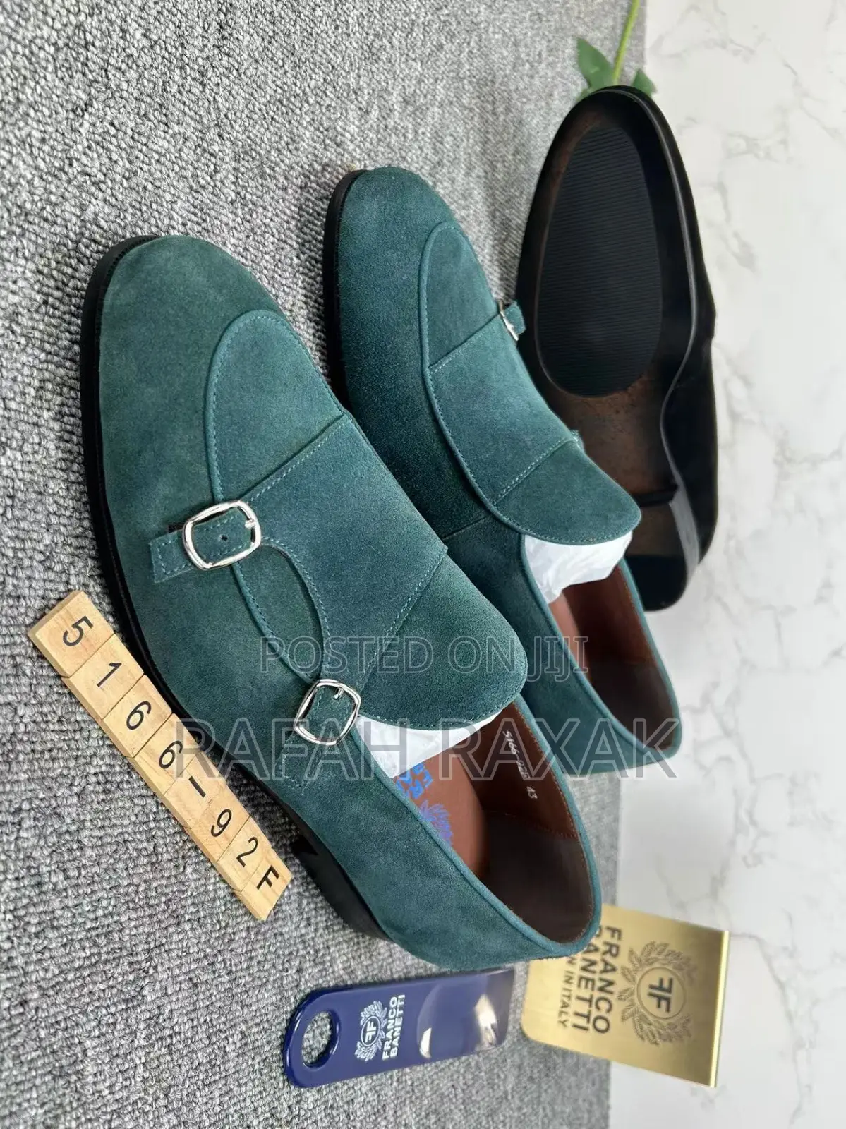 Original Men’S Franco Banetti Double Monk Strap Green Suede Loafers