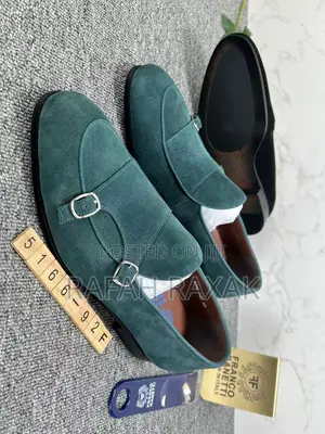 Original Men’S Franco Banetti Double Monk Strap Green Suede Loafers
