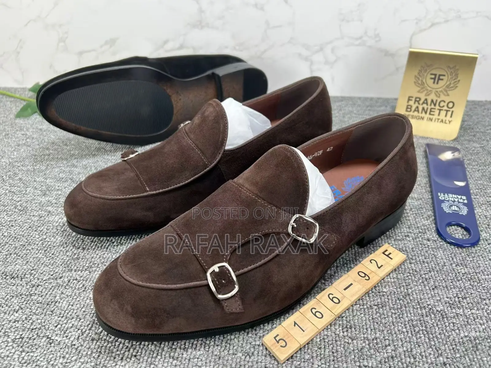 Original Coffee Brown Franco Banetti Double Monk Strap Suede Loafers