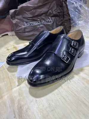 Original Black John Foster Triple Buckle Strap Formal/Gentle Shoes