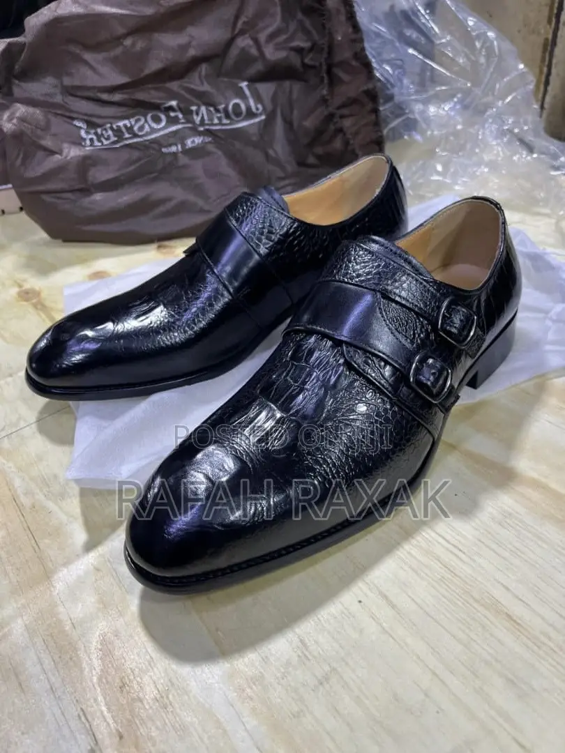 Men’S Classic Snakeskin John Foster Side Double Strap Gentle Shoes