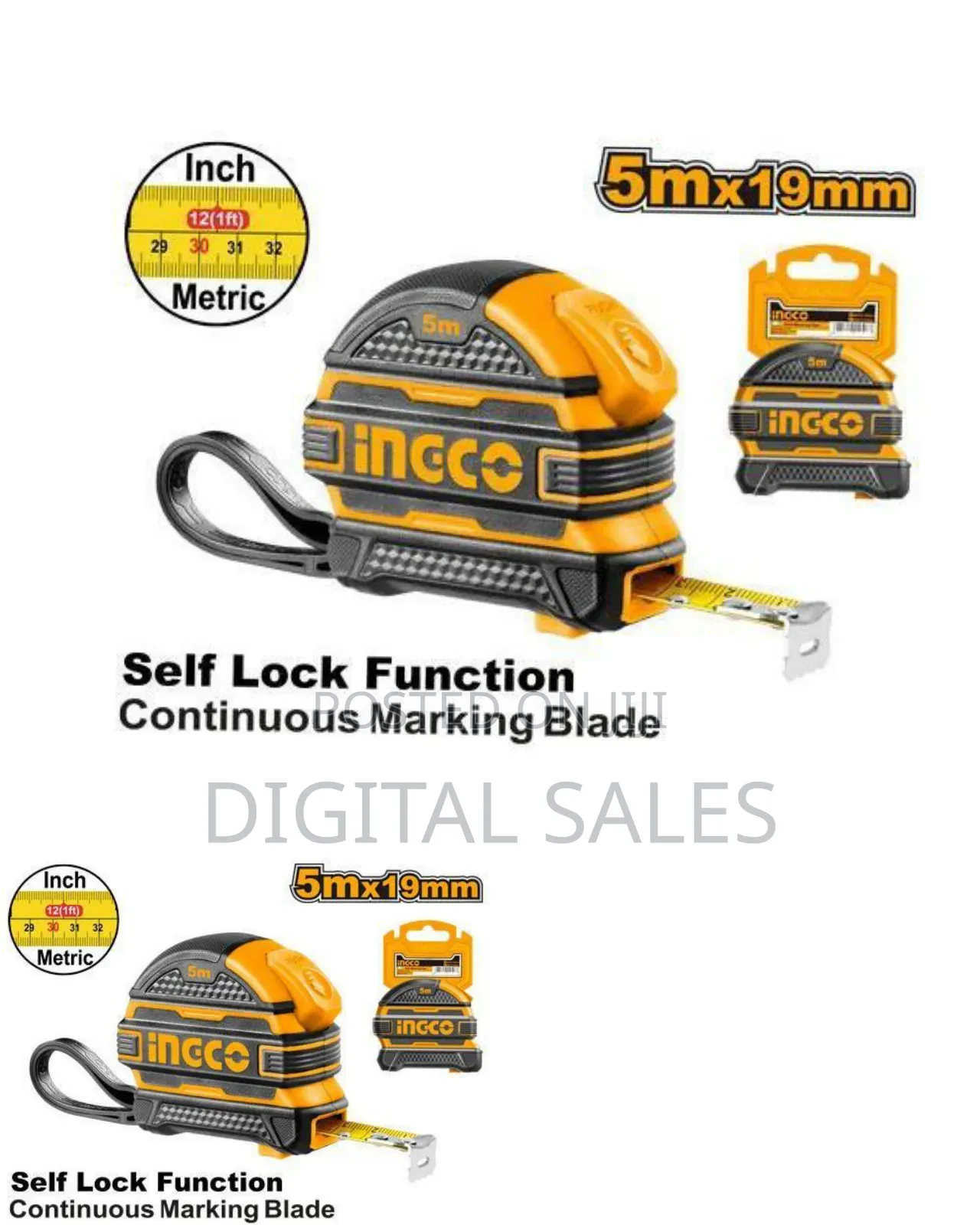 Ingco Steel Measuring Tape_ Orange