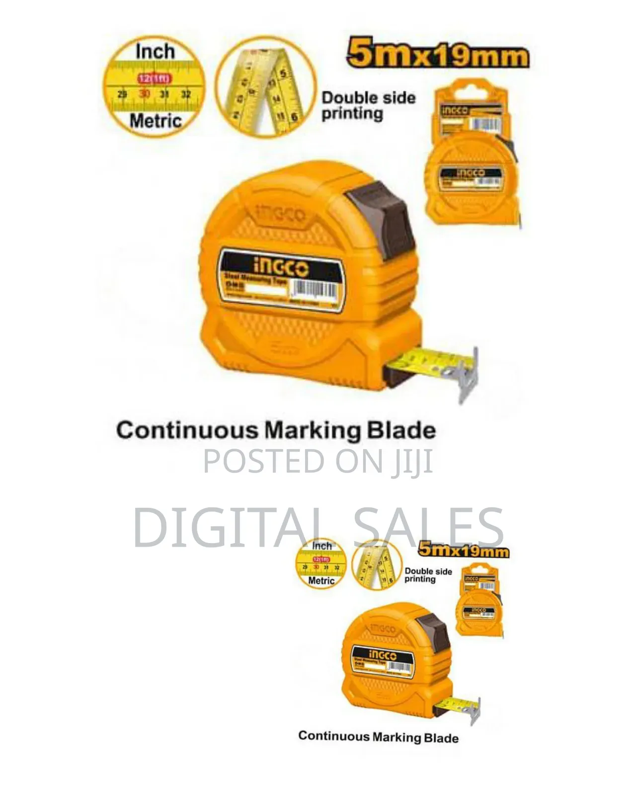 5m Ingco Steel Measuring Tape_ Orange