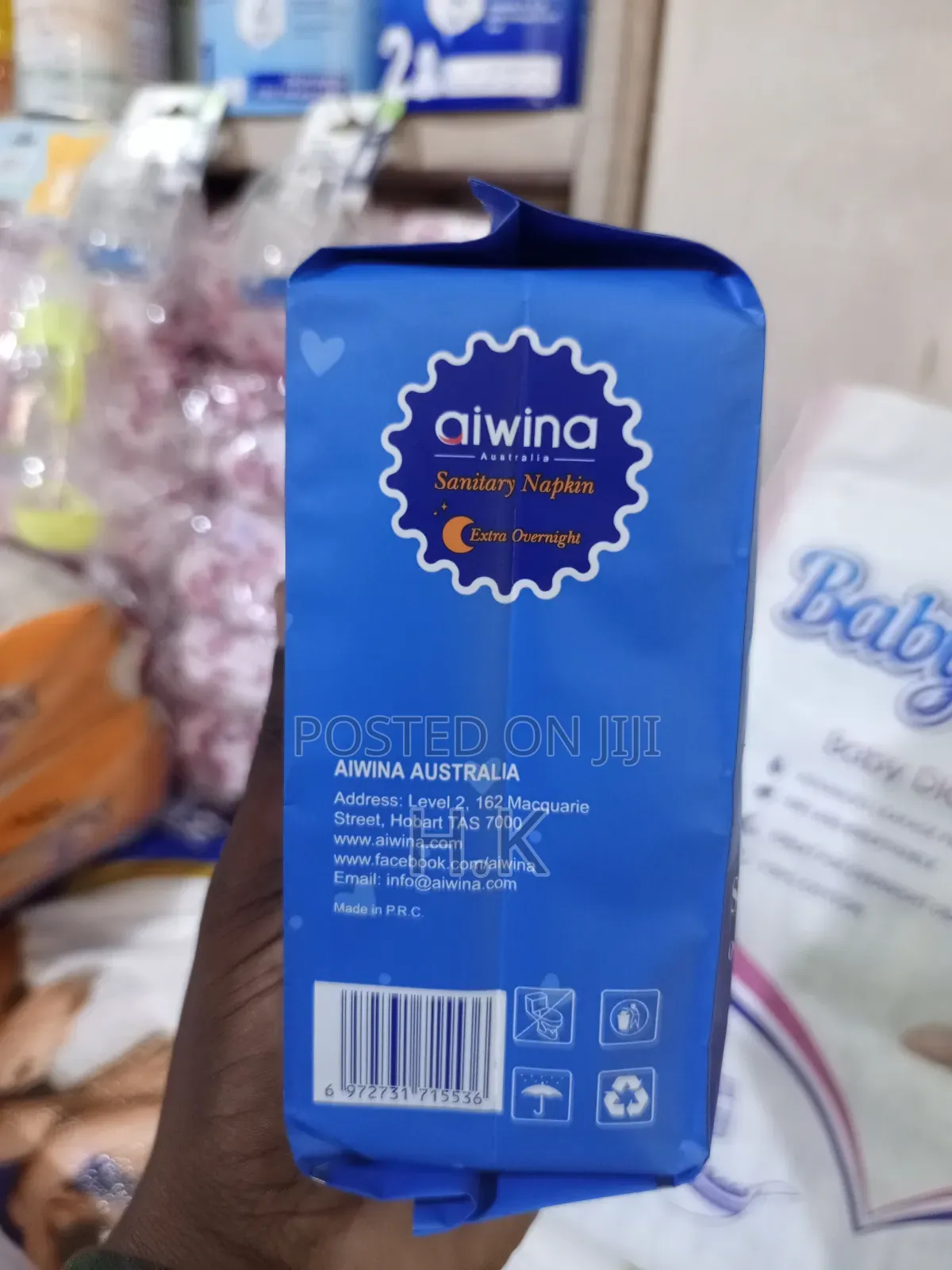 Aiwina Super Soft Overnight Protection Sanitary Pads.