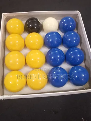 Yellow and Blue Melamine Pool Table Balls