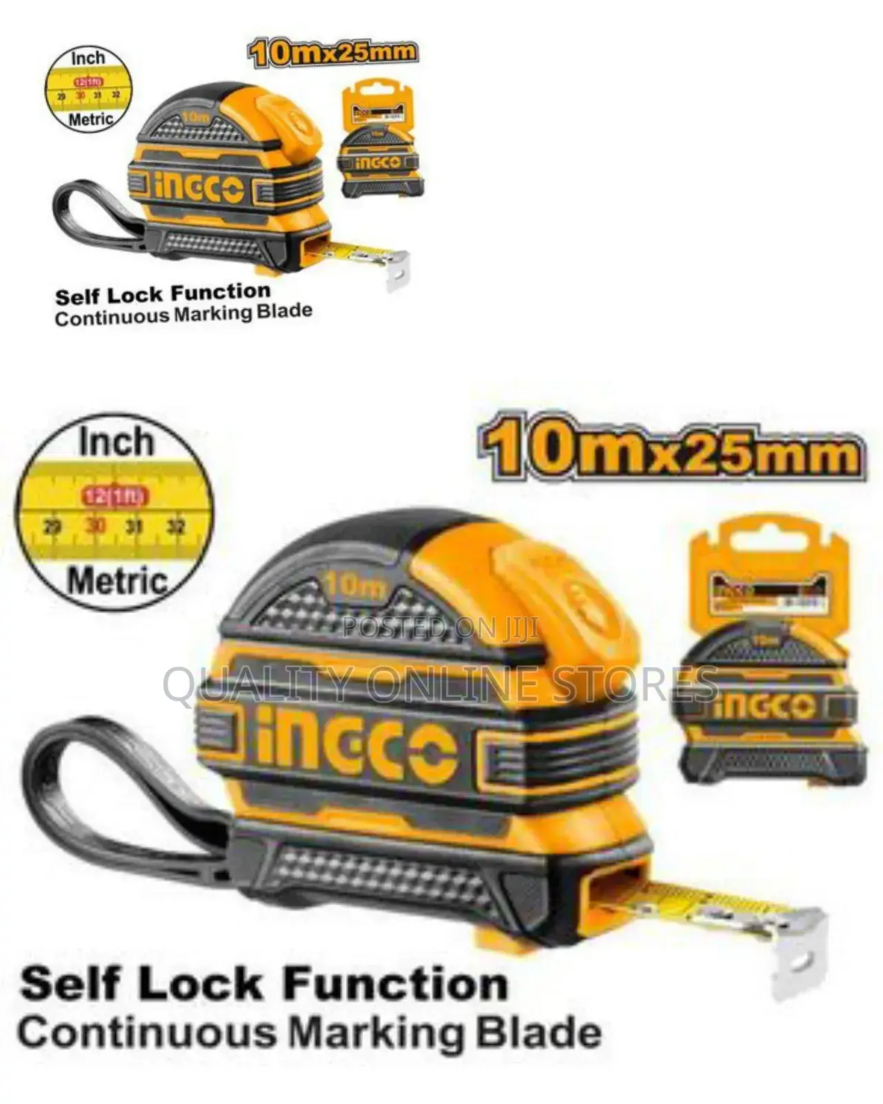 Ingco Steel Measuring Tape 3mx16mm - Orange