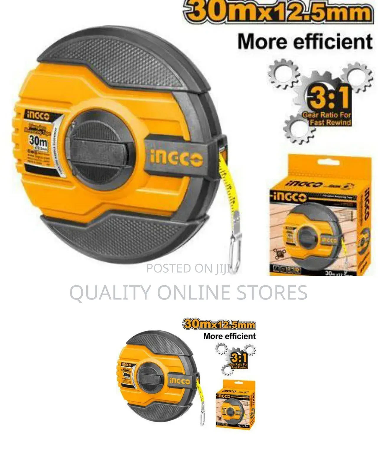 Ingco Fibreglass Measuring Tape - Orange