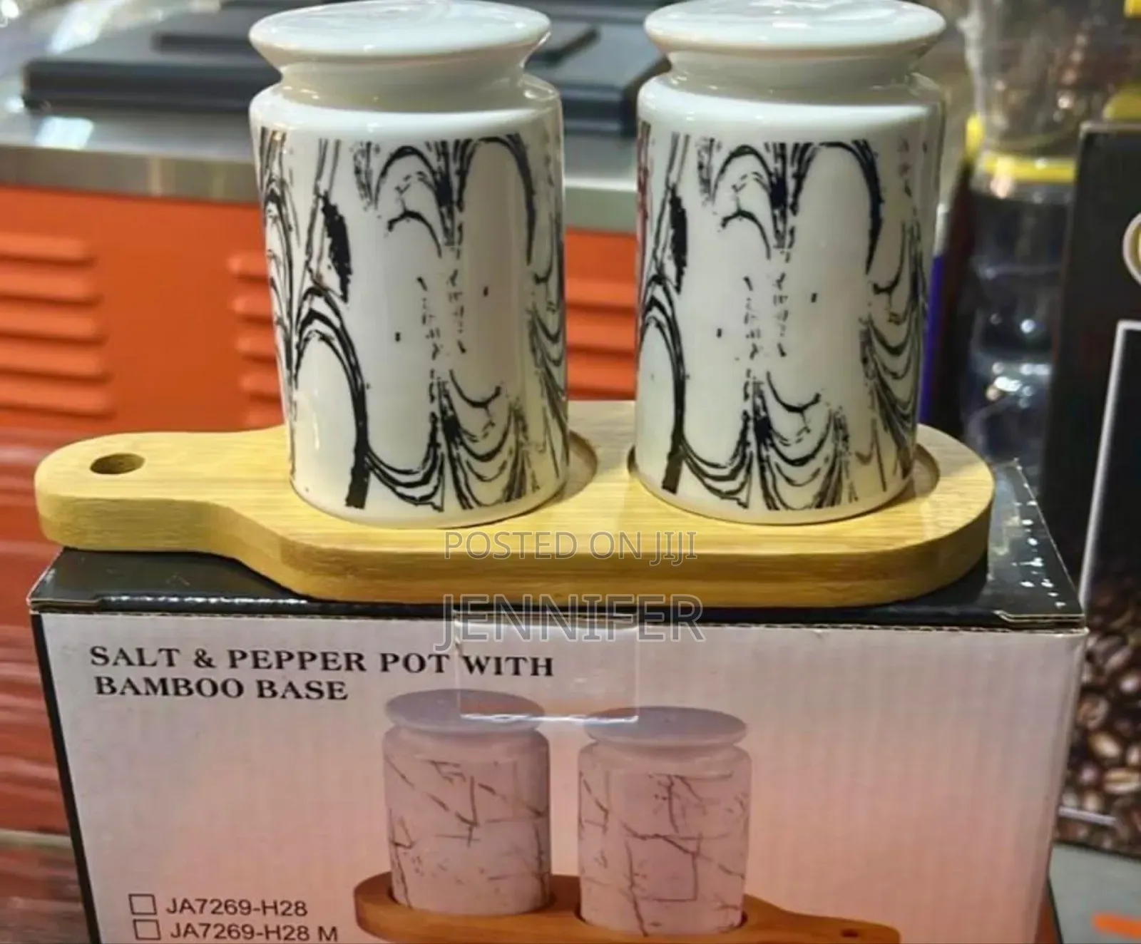 Salt and Pepper Shakers With Bamboo Wood Tray