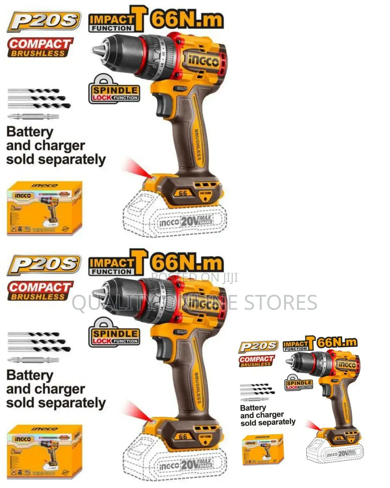Ingco Cordless Kit 20v Industrial Combo 5 Piece