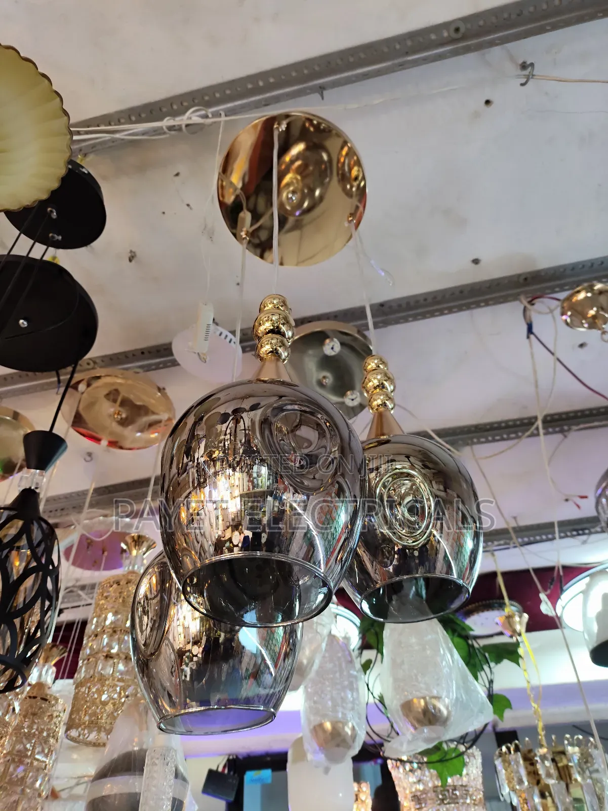Silver Glass Pendant Lamp Holder 3in1