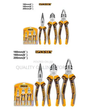 Ingco 3pcs Pliers Set, 8" Combination Pliers