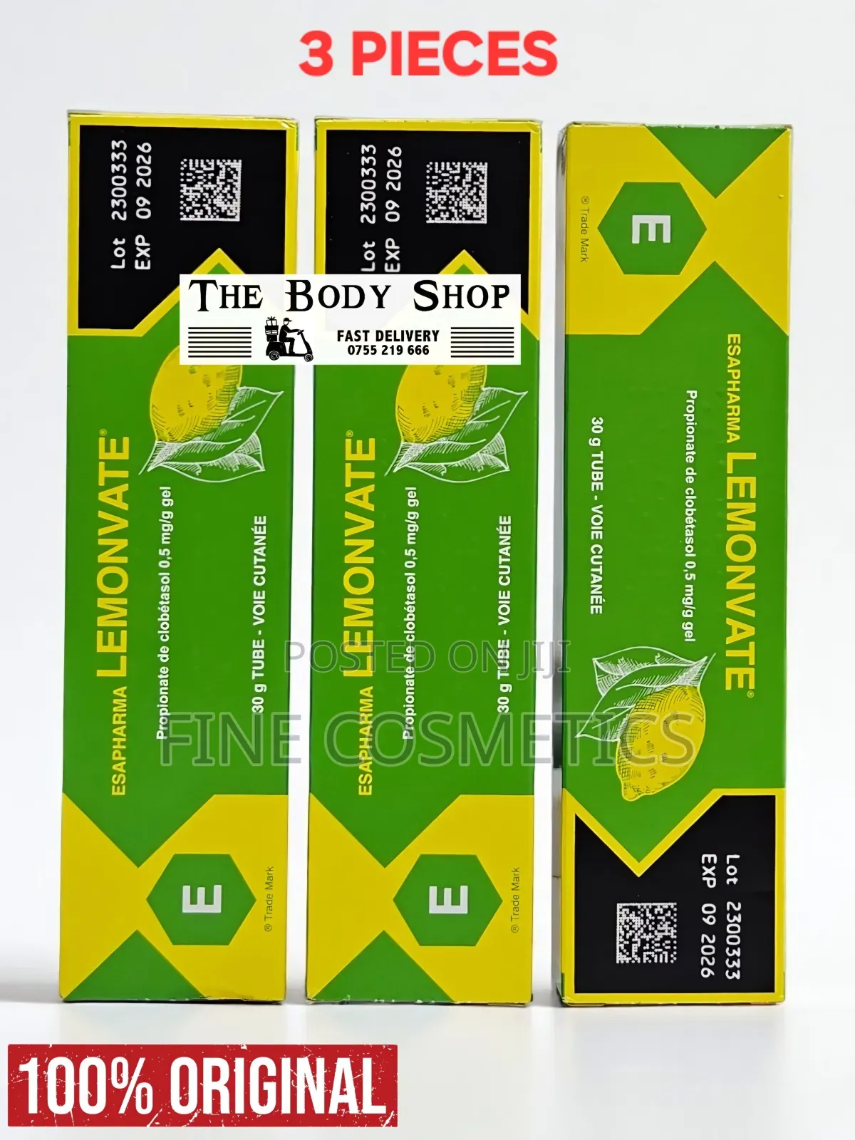 3pieces Original Lemonvate Skin Lightening Dark Spots Cream Tube 30g