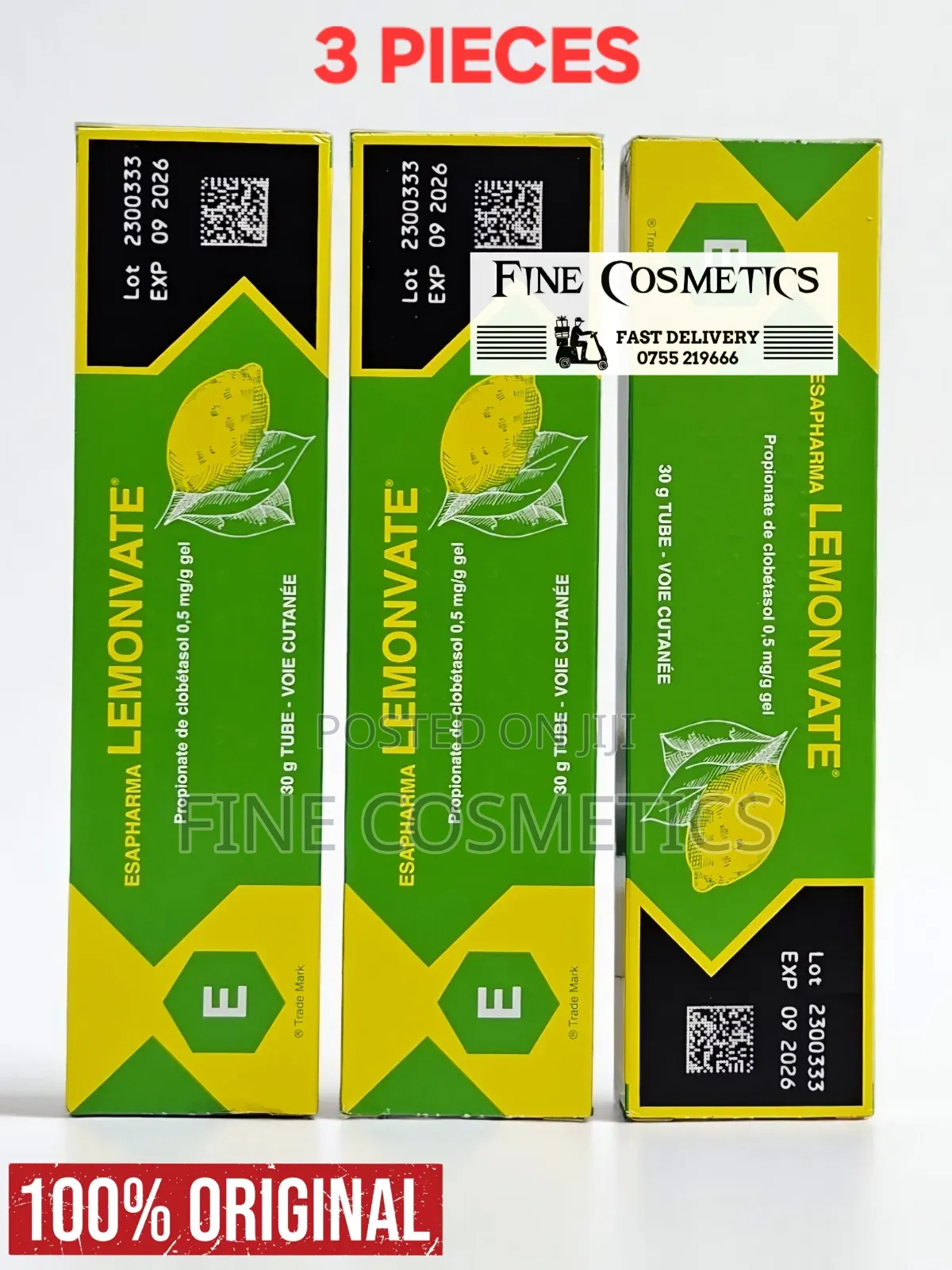 3pieces Original Lemonvate Skin Lightening Dark Spots Cream Tube 30g