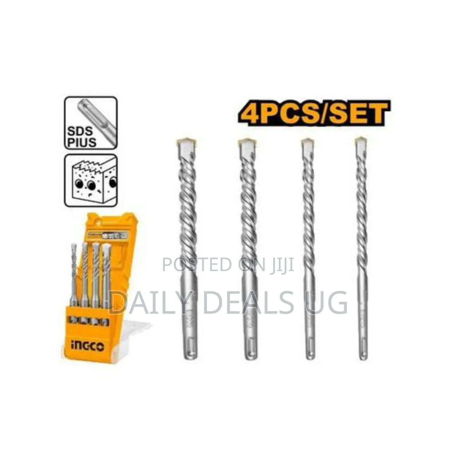 Ingco 4pieces SDS Plus Hammer Drill Bits Set-Silver