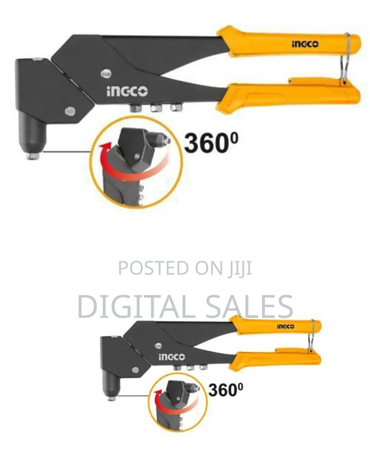 Ingco 360°Swivel Head-Hand Riveter-Yellow,Black