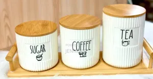 Kitchen Canister Set With Bamboo Lids, 3-Piece