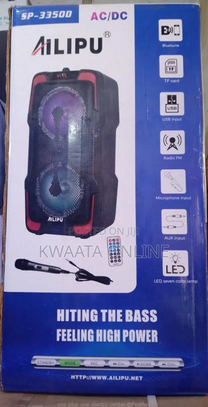 Ailipu Party Bass Bluetooth Speaker With in-Built Microphone -Sp-3350d