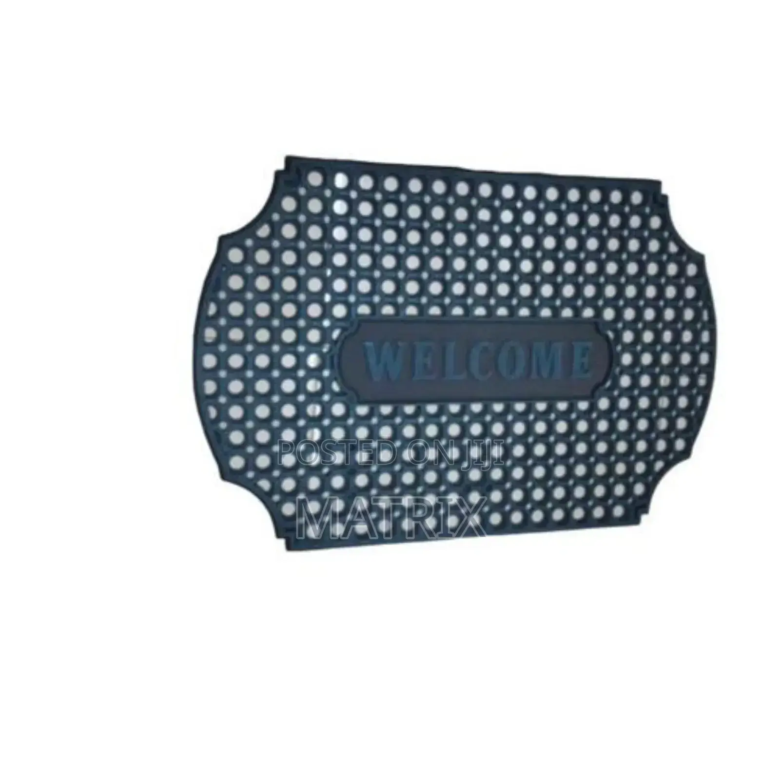 Welcome Door Mat Outdoor Non-Slip Floor Mat Black Blue