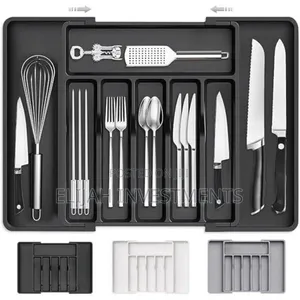Space Saving Adjustable Kitchen Silverware Drawer Organiser