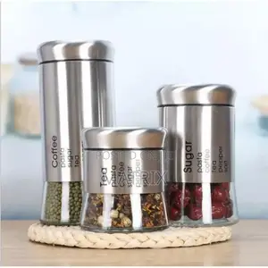 3 Set Sugar Bowl Glass Canister