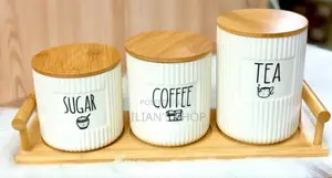 Kitchen Canister Set With Bamboo Lids, 3-Piece