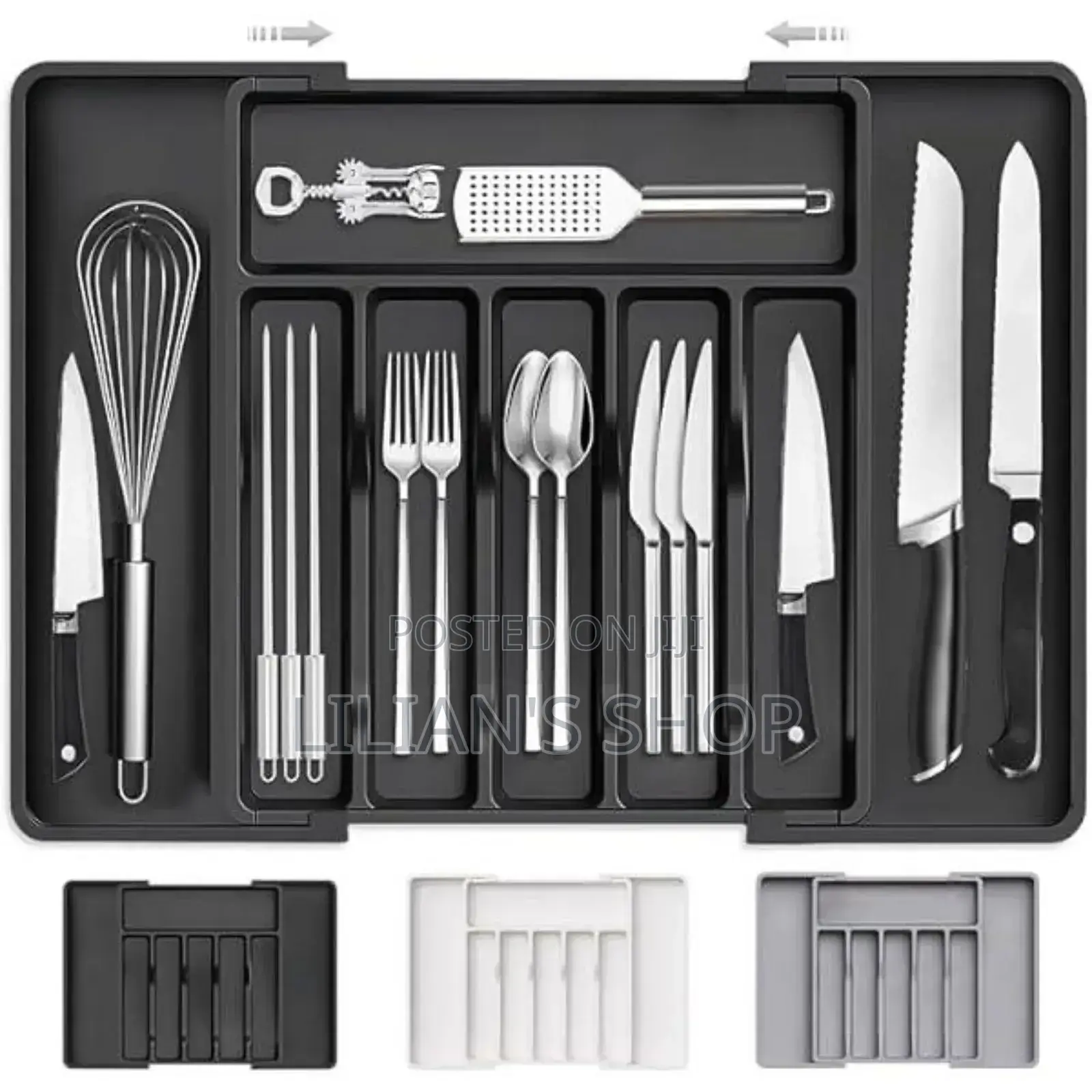 Space Saving Adjustable Kitchen Silverware Drawer Organiser