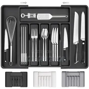 Space Saving Adjustable Kitchen Silverware Drawer Organiser