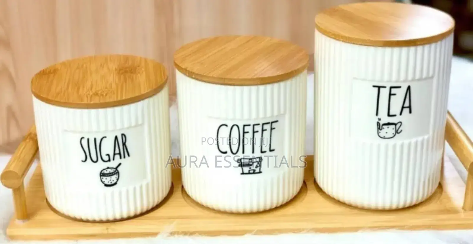 Kitchen Canister Set With Bamboo Lids, 3-Piece