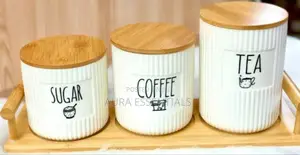 Kitchen Canister Set With Bamboo Lids, 3-Piece
