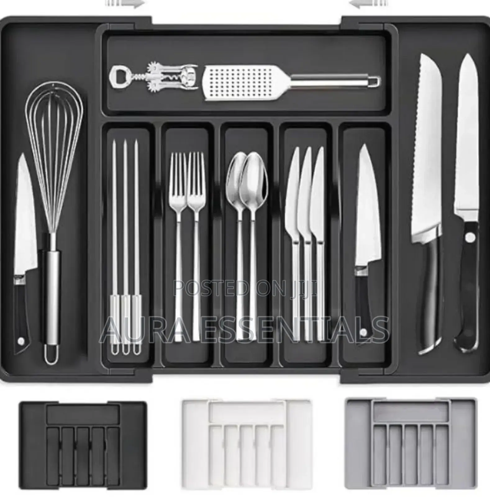 Space Saving Adjustable Kitchen Silverware Drawer Organiser