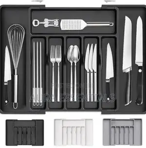 Space Saving Adjustable Kitchen Silverware Drawer Organiser