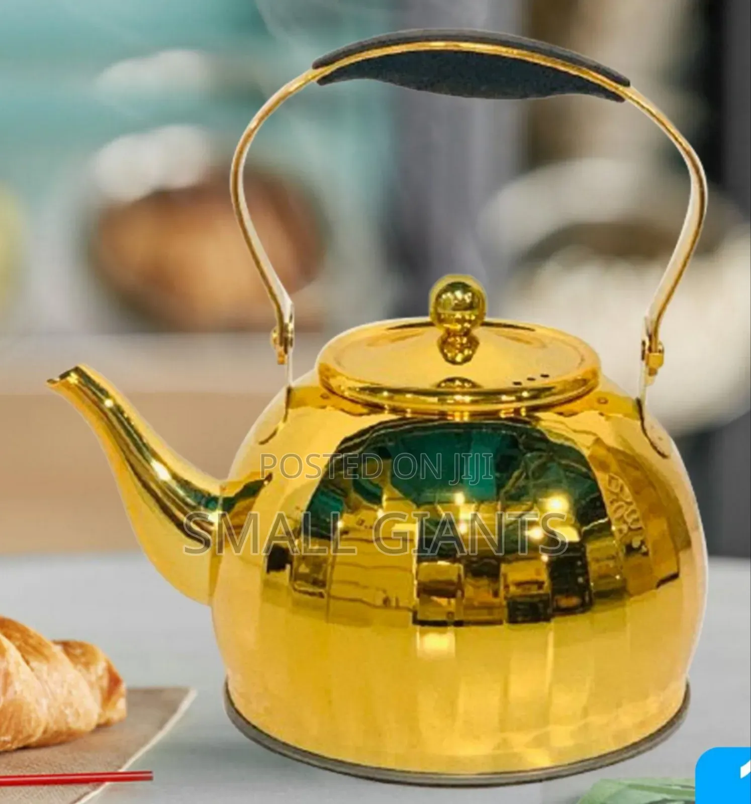 Gold Stainless Steel Kettle With 3l Capacity