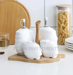 Ceramic Bamboo White Kitchen Seal Seasoning Jar Set