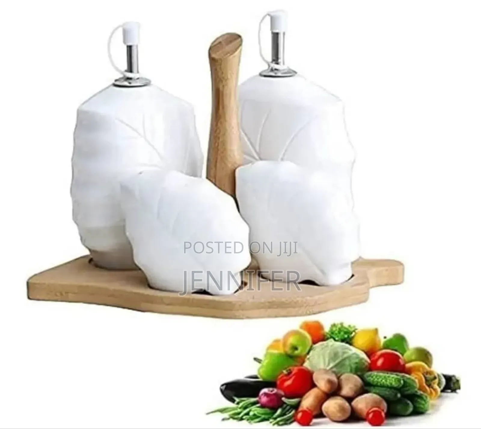 Ceramic Bamboo White Kitchen Seal Seasoning Jar Set