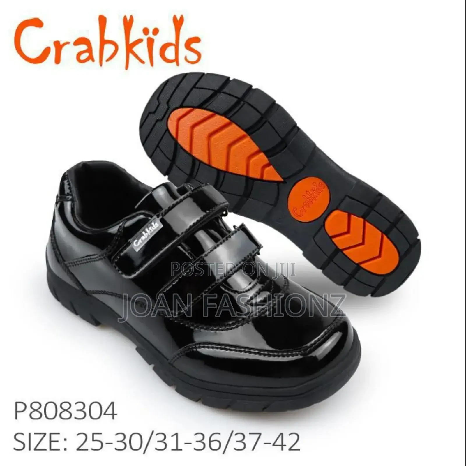 Classy Crab Kid Unisex Shinny School Shoes-black