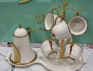 9-Piece Tea Set With a Cup Stand White
