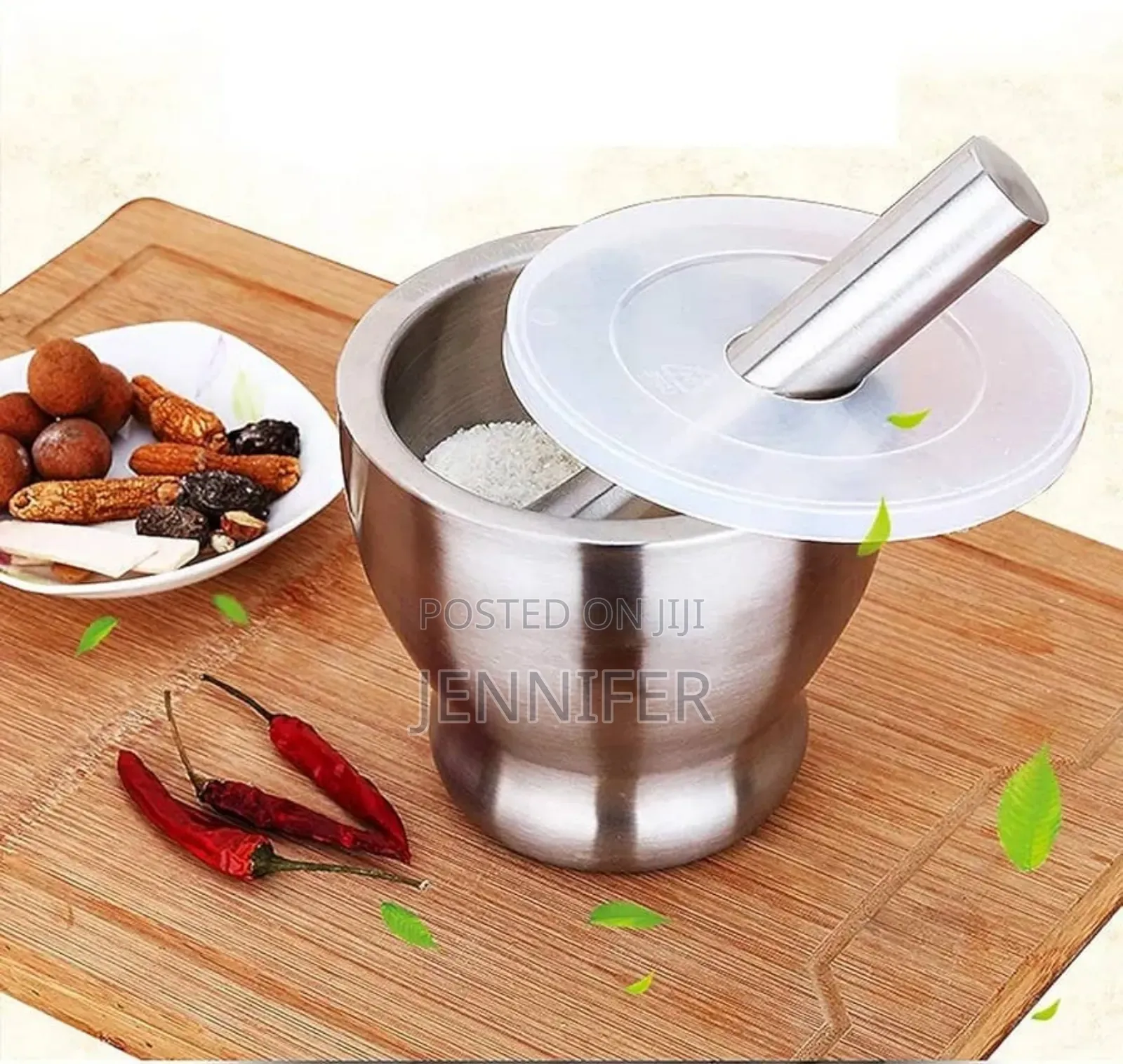Heavy Stainless Steel Mortar and Pestle Set.