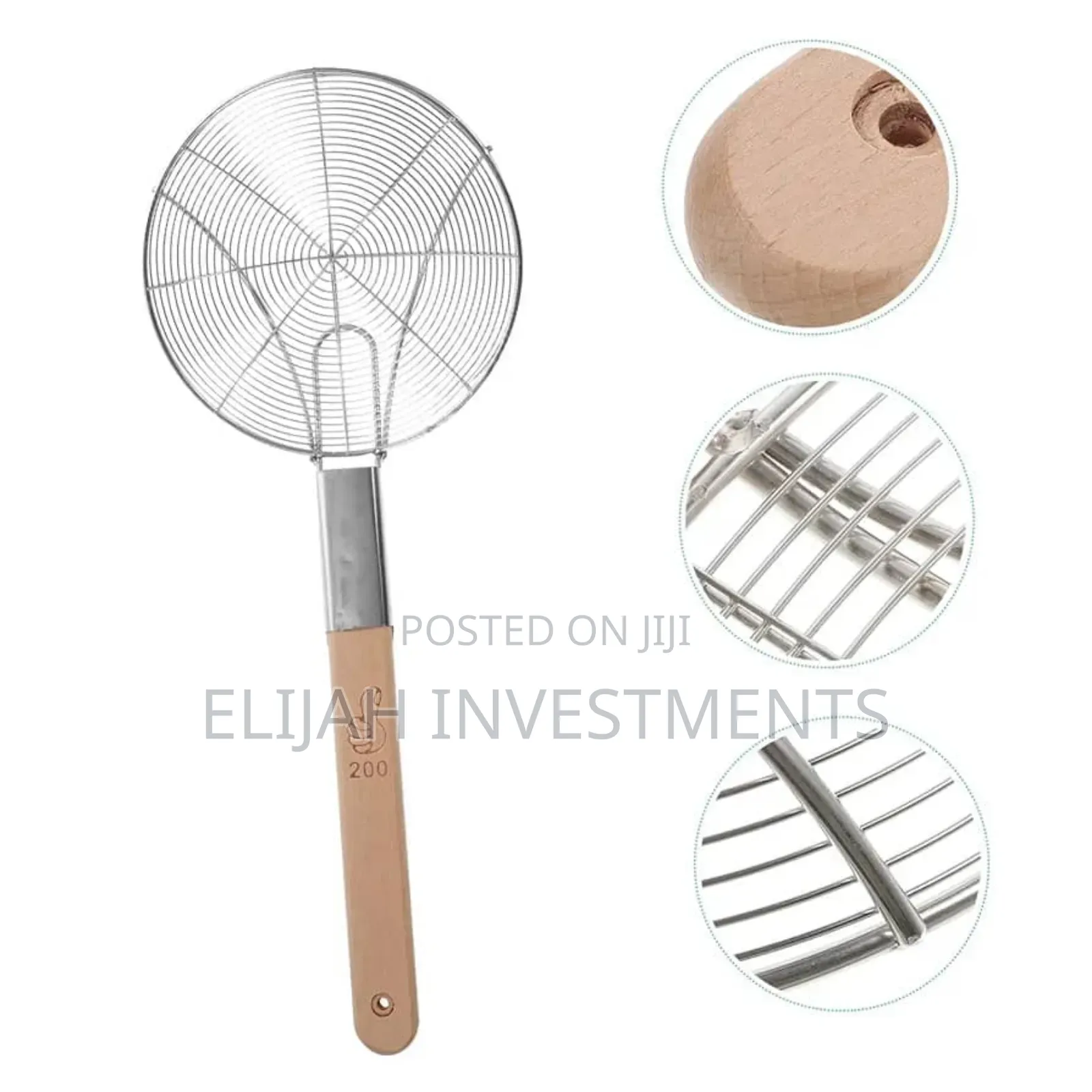 Stainless Steel Mesh Strainer With Wooden Handle