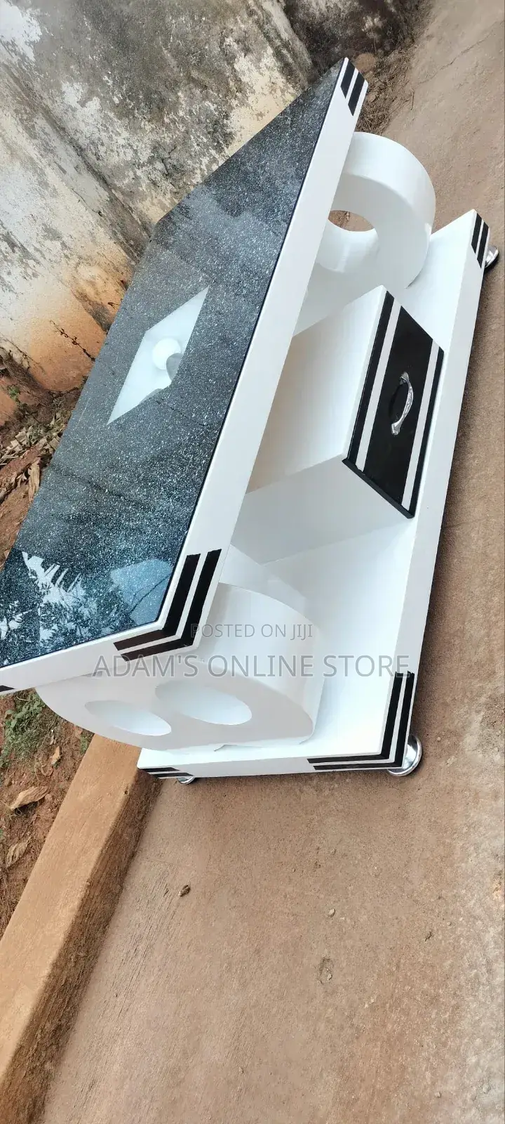 White and Black Glass Center Table
