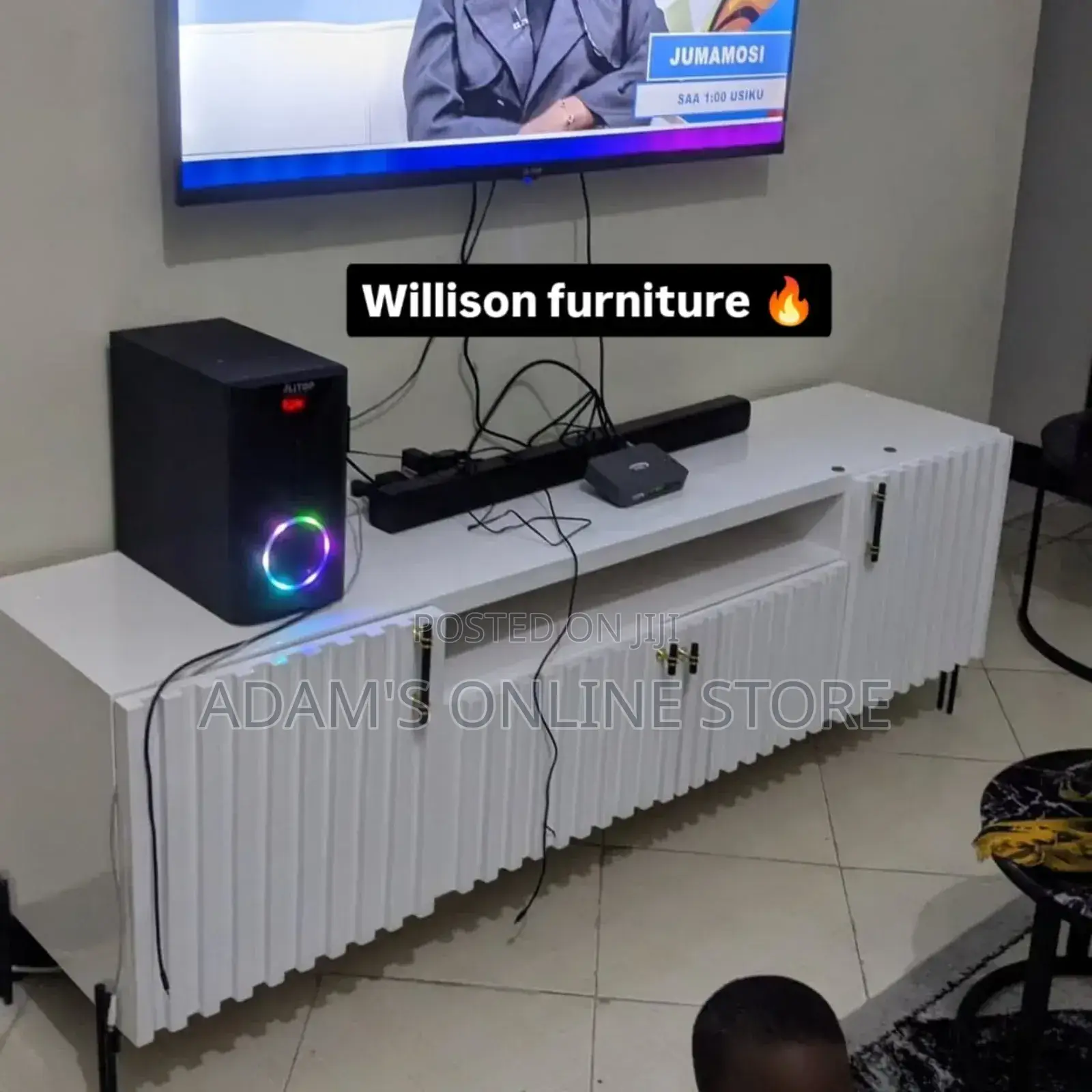 Tv Stand Unit White 190cm by 35cm by 62cm