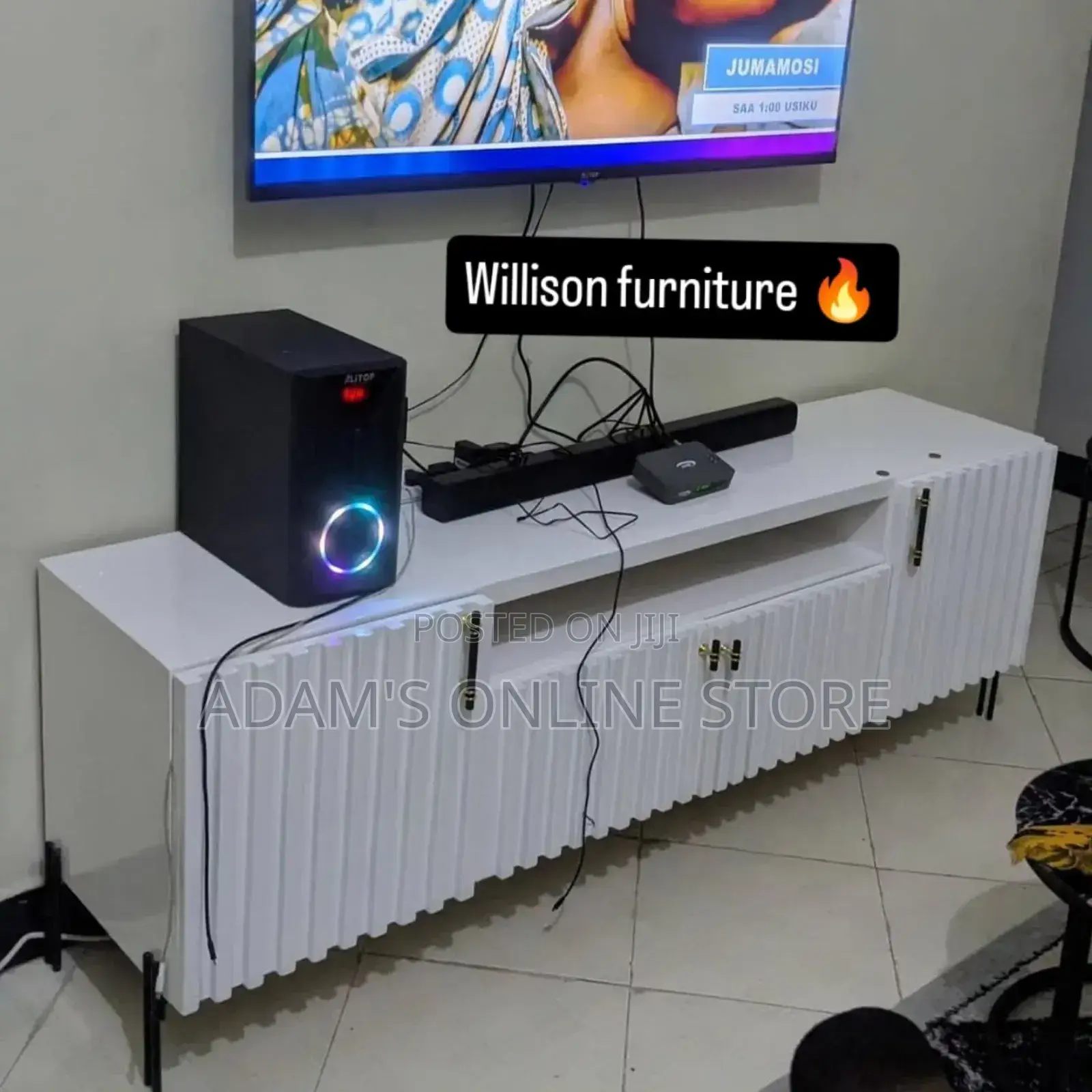 Tv Stand Unit White 190cm by 35cm by 62cm